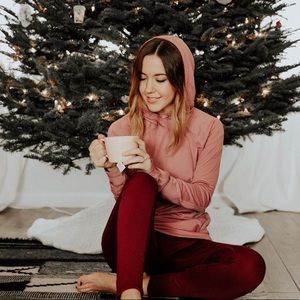 Fabletics Black Cherry Red Cold Weather Leggings